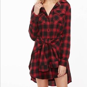 NEW Checked Tie Front Shirt Dress
